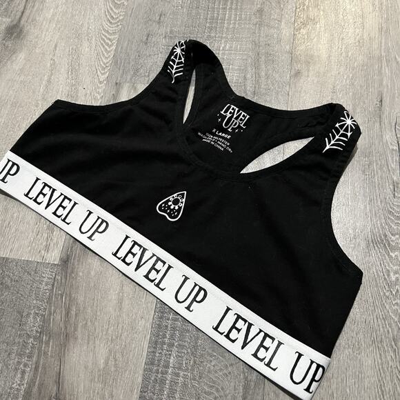 Level Up EDM Sports Bra Merch Black/White Dubstep Ouiji Planchette Subtronics S - Picture 3 of 5